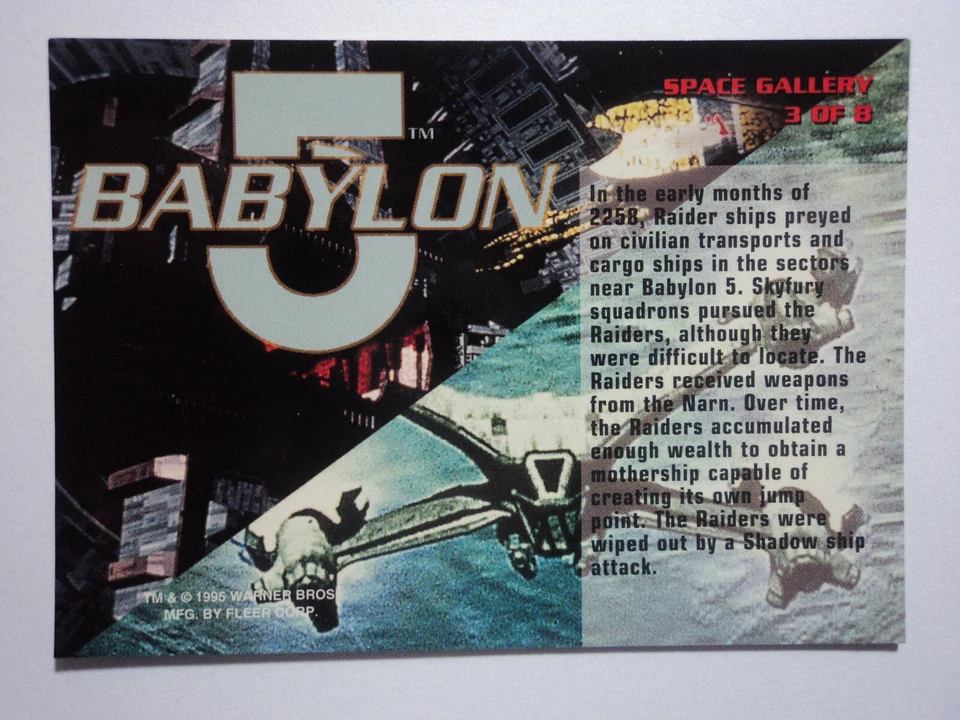 1995 FLEER ULTRA BABYLON 5 - SPACE GALLERY CARD - ( 3 OF 8 ) - RAIDER SHIPS - Image 2 of 4