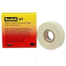3M 69-3/4"X66 Glass Cloth Electrical Tape - White (Qty1)