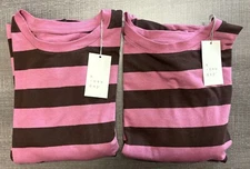 Lot of 2 Womens A New Day Slim Fit Long Sleeve T-Shirt (Purple/Brown) - Size L