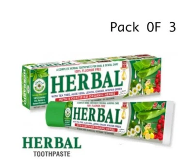 3 Pack ~ Al-Riyan, 5 in 1 Flouride-Free Essential oils Herbal Toothpaste .