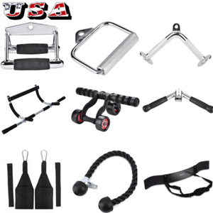 Home-Gym-Attachments-Tricep-Rope-Cable-D-Handle-V-Curl-Bar-Fitness-Exercise-US