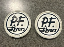 2 Unique Vtg.  PF Flyers Rubber Sew On Patch Posture Foundation 1 3/4” Navy Blue