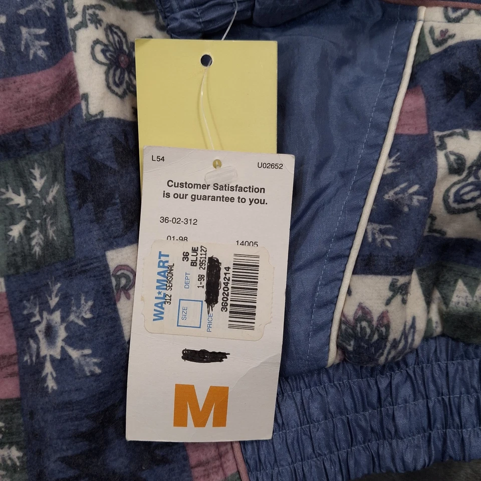 Vtg Out Brook Jacket M NWT 90s Blue Patchwork Windbreaker Made in Qatar Flaw - Image 4 of 4