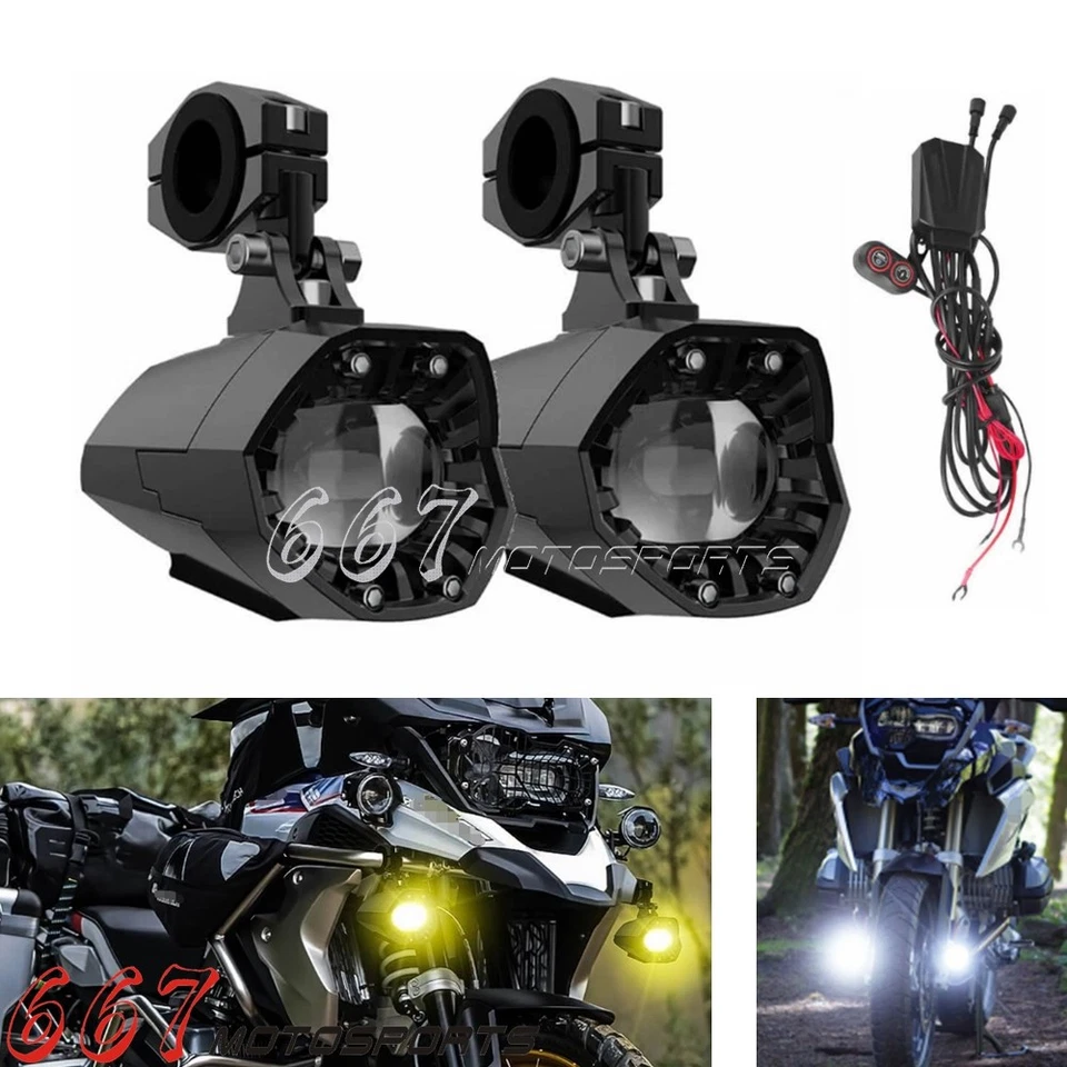E-mark 80W Spot Fog Lights For BMW R1250GS R1200GS Honda CBR 1000 Kawsaki R1 R6 - Image 2 of 4