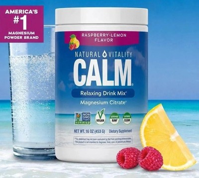 Natural Vitality Calm Magnesium 16oz Powder | Raspberry Lemon Flavored Suppleme~