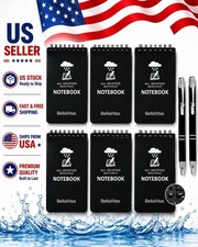 BellaVitas 6pc Black Waterproof 3x5 Pocket Notebook Notepad Tactical All-Weat...