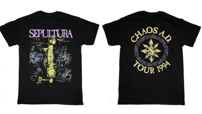 Sepultura Chaos A.D. Tour 1994 T-Shirt Heavy Metal Band Graphic Tee S-5XL
