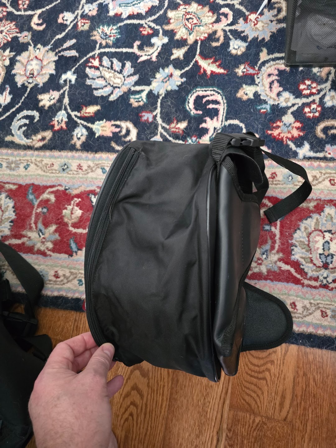 Teknic motorcycle tank bag with map pocket, magnetic flaps with strap,rain cover