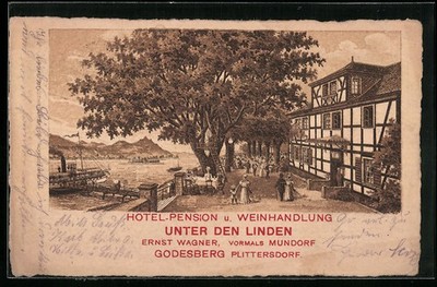 AK Godesberg-Plittersdorf, Hotel Pension Unter den Linden E. Wagner, formerly Mu 
