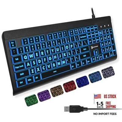 X9 Large Print Backlit Computer Keyboard - Easy to See Big Letters - Lighted