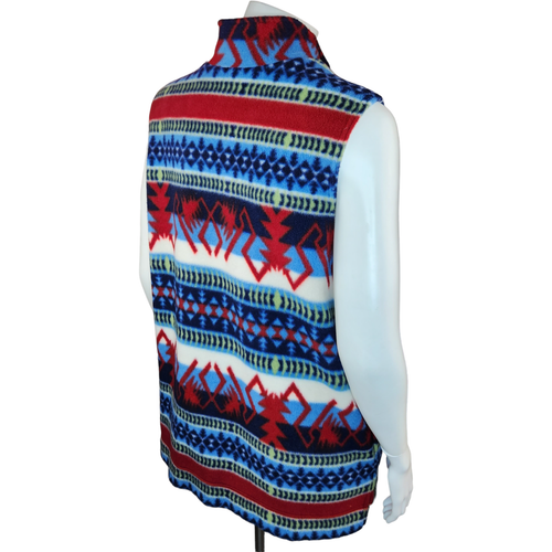Denim & Co Womens Medium Aztec Print Full-Zip Fleece Collared Vest Polyester - Picture 10 of 11