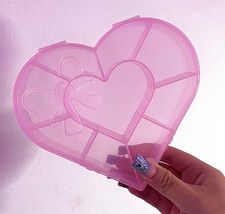 NEW Plastic Heart Bow Box Case Beads, Jewelry, Nail Art, Charms, Barbie Storage
