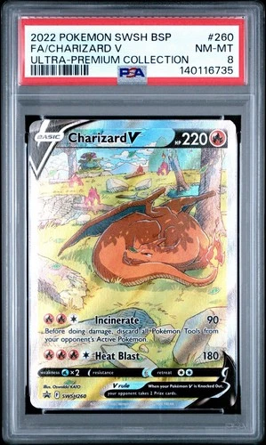 Pokémon 2022 SWSH BSP FA/Charizard v Ultra Premium Collection #260 PSA 8