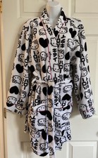 Hello Kitty by Sanrio White/Black/Pink Plush Short Bathrobe/Robe - Size L Large