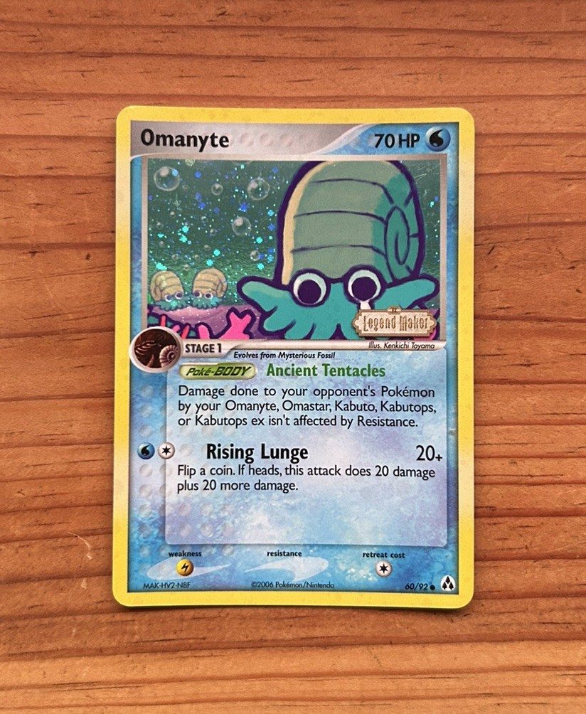 Pokémon TCG Omanyte Legend Maker 60/92 Reverse Holo Card NM Stamped