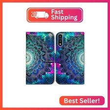 Bcov Case for Moto E 2020/Motorola E, Mandala Flower Space Leather Flip Case Wal