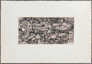 Jens Cords etching on laid paper autographed