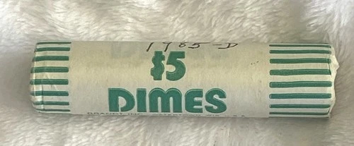 1985 Denver Mint Brilliant Uncirculated Roll of Roosevelt Dimes (50 Coins)
