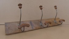 Porte manteaux 3 patères BOIS tourné courbé ancien d'école écolier déco entrée