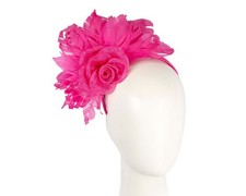 Fuchsia sinamay  feather flower fascinator by Max Alexander 100 AU Seller