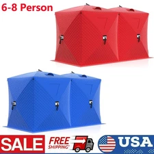 6-8 Person Portable Ice Shelter Pop-Up Ice Fishing Shanty Tent with Hub Design