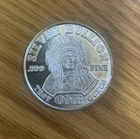 1 OZ INDIAN CHIEF WITH HEADRESS & STANDING BUFFALO .999 SILVER COIN
