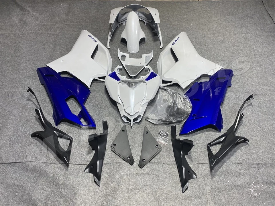Белый синий обтекатель комплект для 2007-2011 Ducati 848 1098 1198 ABS инъекционный кузов - Изображение 4 из 4