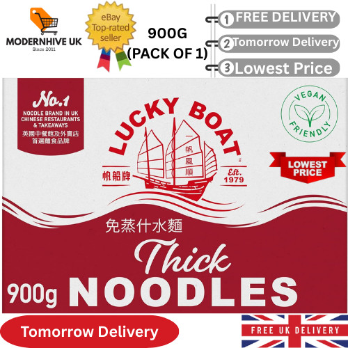 LUCKY BOAT Thick Chow Mein Noodles 900G | Restaurant Quality | No.1 Thick