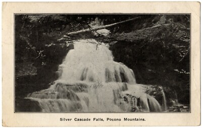 POCONO MOUNTAINS, PA - Silver Cascade Falls, Pennsylvania Postcard ca. 1918