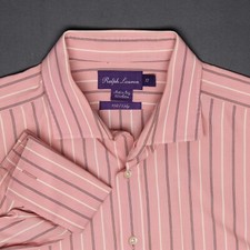 Ralph Lauren Purple Label Dress Shirt Mens 17 Pink Stripe French Cuff Italy