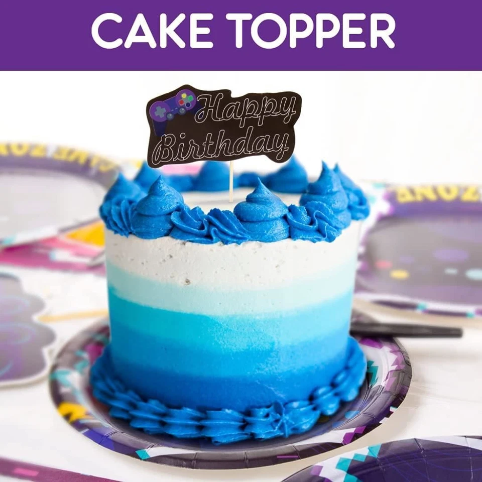 Video Game Themed Party in a Box Kit Cups Plates Utensils Photo Booth Props - Image 3 of 4