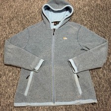 Lowe Alpine Polartec Fleece Womens Xl Light Blue Hooded Full Zip Hiking Outdoor