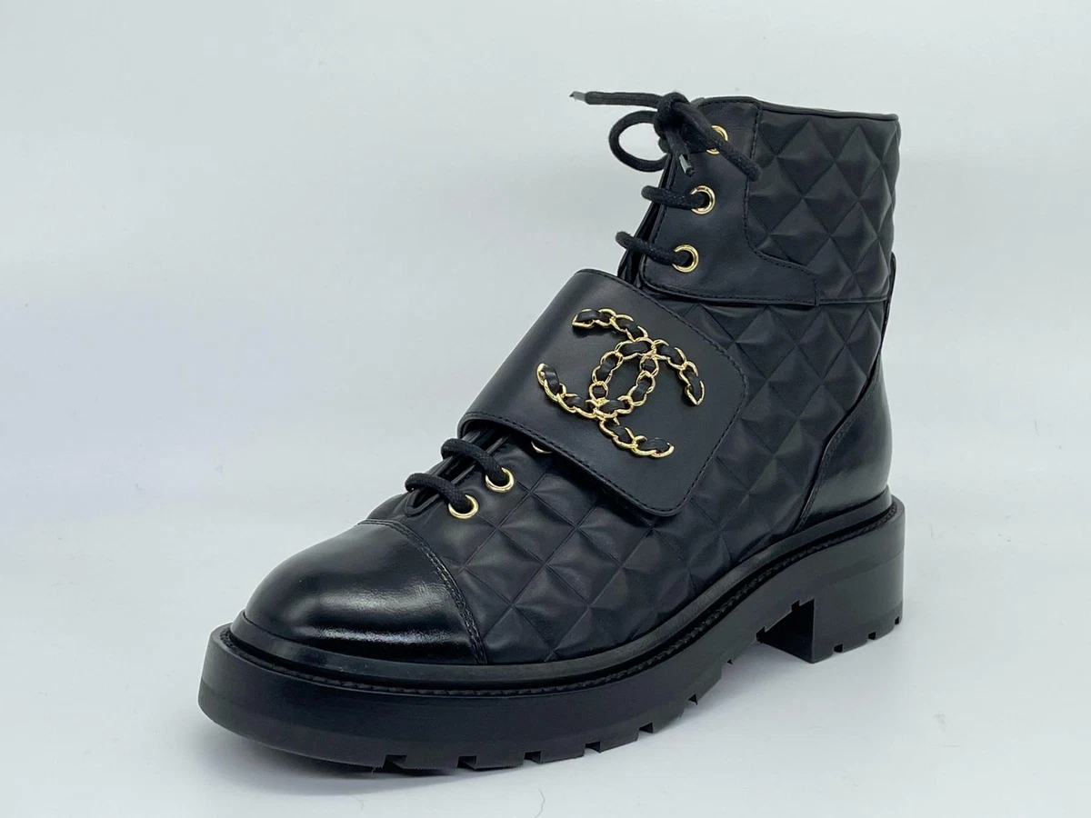 Chanel Chain Lace-Up Boots