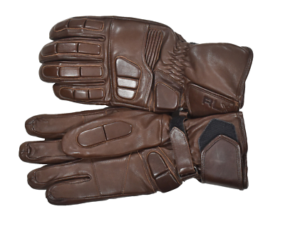 Vintage Men's Polo Ralph Lauren RLX Brown Leather Ski Racer Gloves