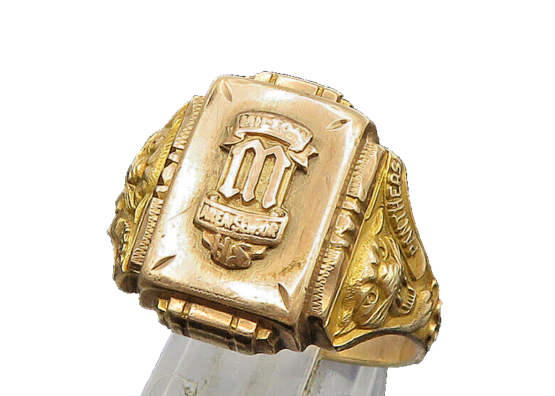 LGB 10K GOLD Vintage Antique 1960 Class Square Band Ring Sz LGB 10K GOLD Vintage Antique 1960 Class Square Band Ring Sz