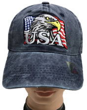 USA EAGLE Flag Cotton Denim Washed Cap Adjustable Baseball Hat LOT Free Shipping