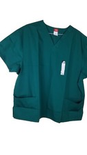 Women 3XL Dickies EDS Medical Uniform Scrub Top Green Short Sleeve V Neck