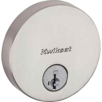 Kwikset Uptown Low Profile Satin Nickel Single Cylinder Round Contemporary