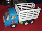 Vintage 1968-69 Tiny Tonka Toys Pressed Steel Blue & White Dump Stake Truck #527