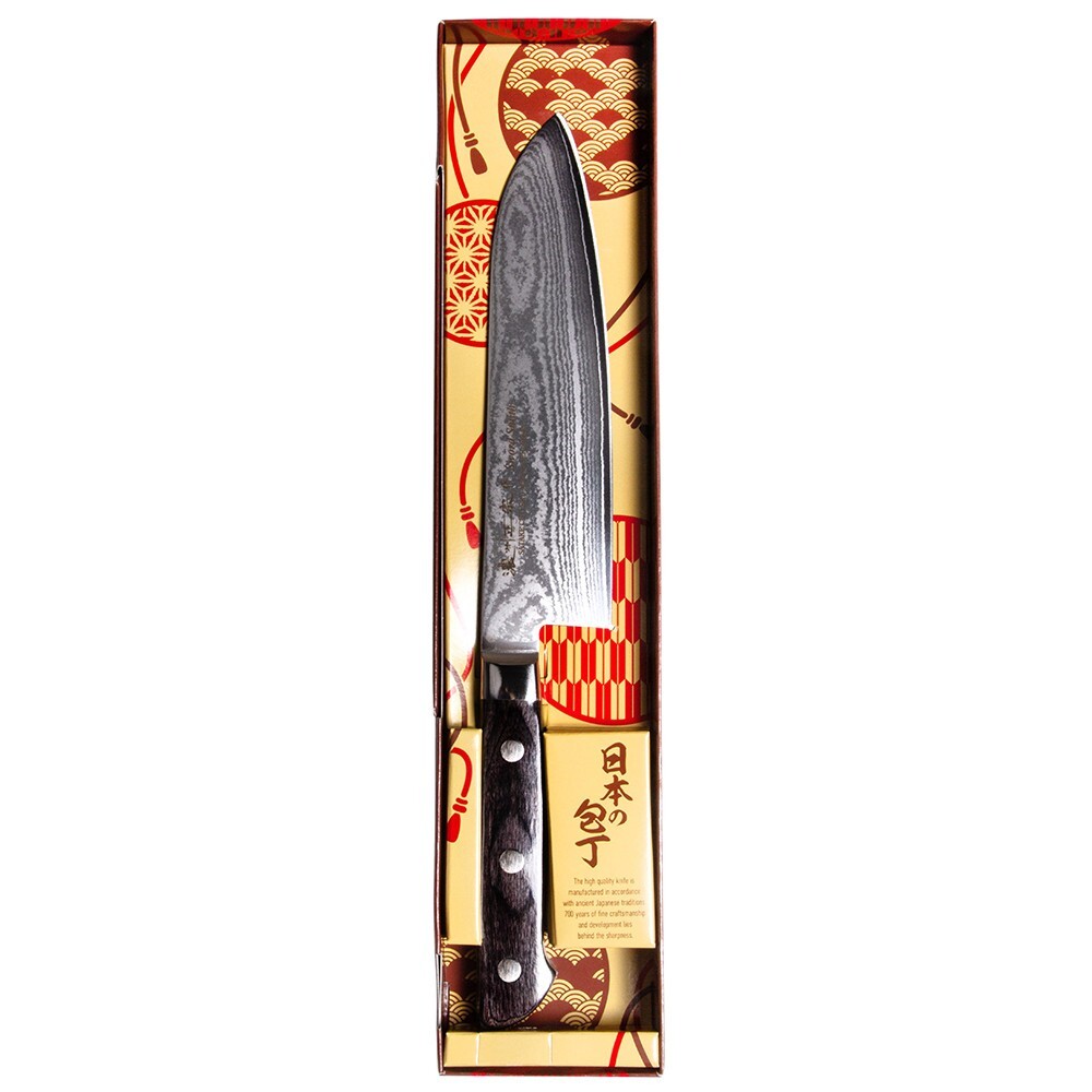 Noushu Masamuke SAKU Japanese Damascus Kitchen Santoku Knife 7.1