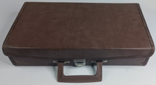 Vintage Faux Leather Service Mfg Co. 24 Cassette Tape Holder Brown Made in USA