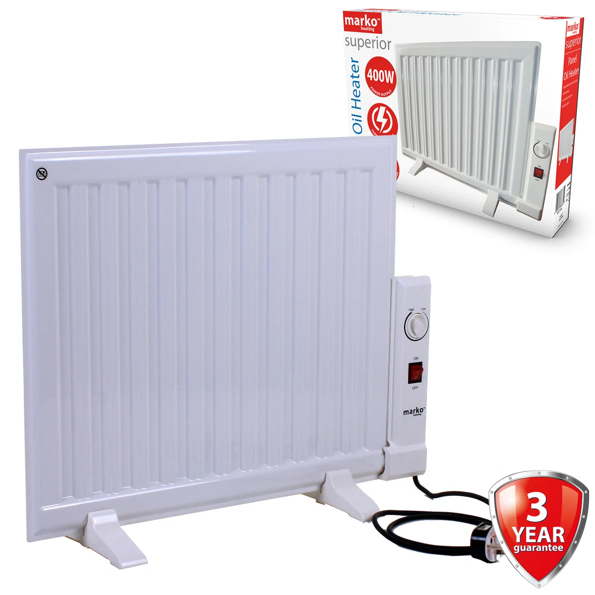 Panel Heater Oil Filled 400W Radiator Freestanding Home Electric Fire  Thermostat | eBay