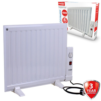 Panel Heater Oil Filled 400W Radiator Freestanding Home Electric Fire  Thermostat | eBay