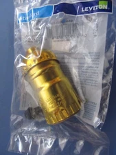 Leviton Turn Knob Lamp Socket #10083-016 Polished Gilt  Medium Base  NEW