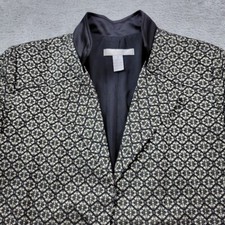 Chicos Jacket Blazer Womens 1 Black Brocade Geometric Lined Zipper Pocket