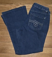 JAG JEANS Low Rise Flare Leg Women’s Size 14 Dark Wash Blue Jean Stretch EUC