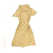 Vintage 60s women's yellow floral print dress