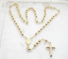 26" 6mm Technibond Rosary Chain Necklace 14K Yellow Gold Plated Sterling Silver