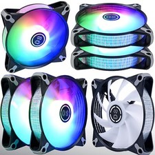 DS RGB Fans, 120mm 6 Pack Case Cooling LED Fans for White Black PC Case, CPU Coo
