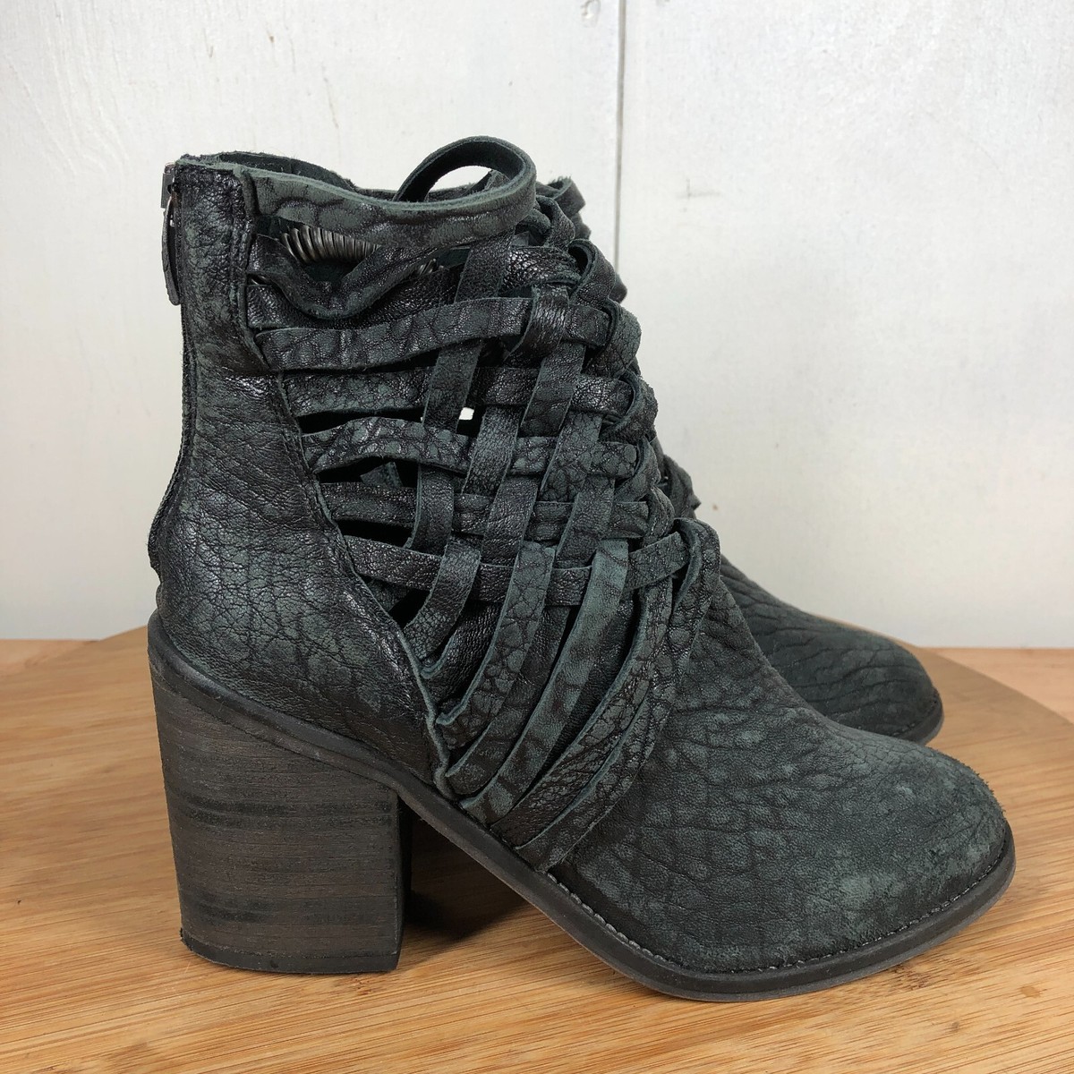 Free People Boots Womens 37 US Carrera Block Heel Shoes Woven